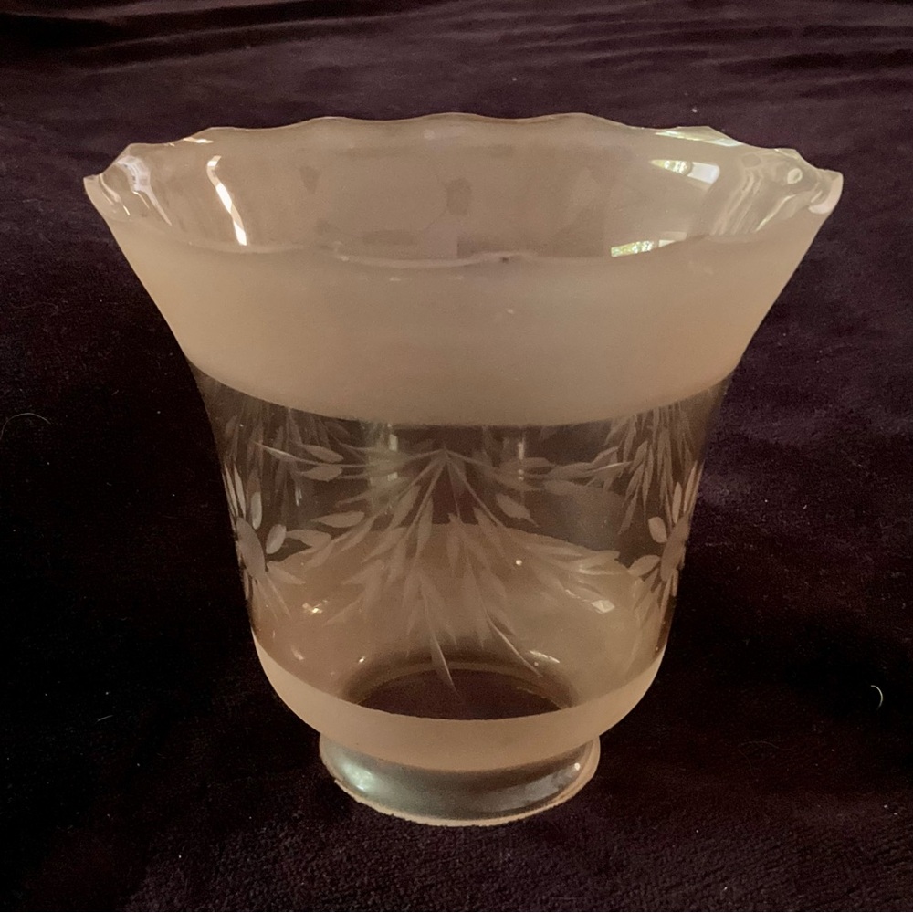 Vintage Peach Champagne Etched Glass Lamp Shade